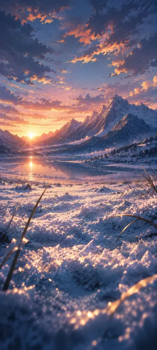 Winter Mountain Sunrise phone wallpaper