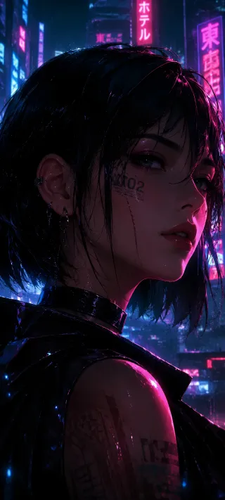 Glitch in the City Lights phone wallpaper