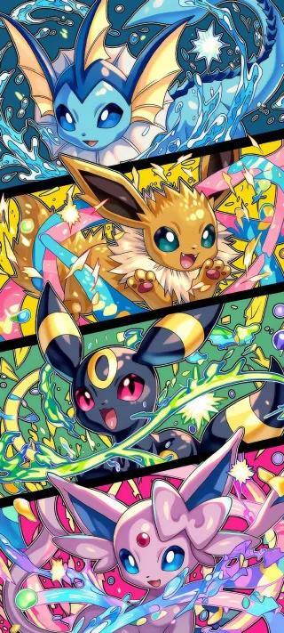 Elemental Eeveelutions Quartet phone wallpaper
