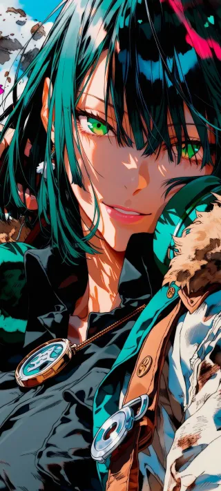 Emerald-Eyed Traveler Tatsumaki phone wallpaper