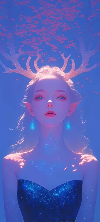 Antlered Elf Portrait phone wallpaper
