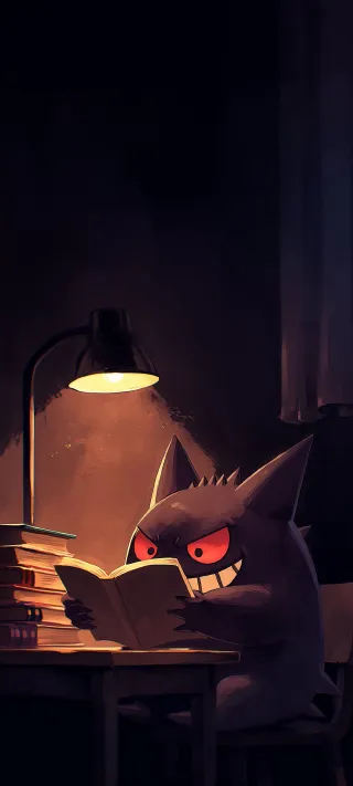 Gengar reading phone wallpaper