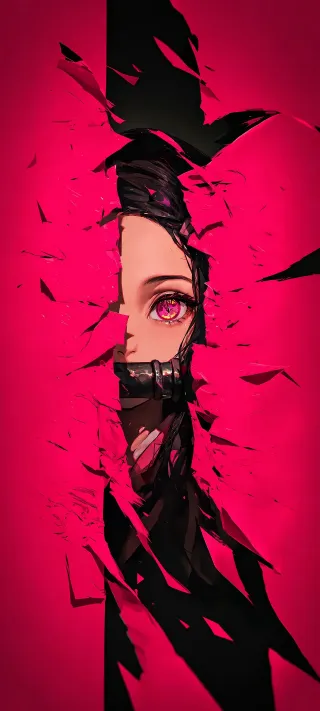 Fractured Visage Nezuko phone wallpaper