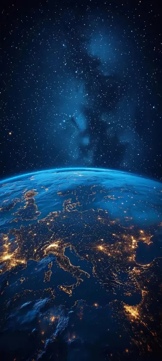 Orbital View Over Europe phone wallpaper