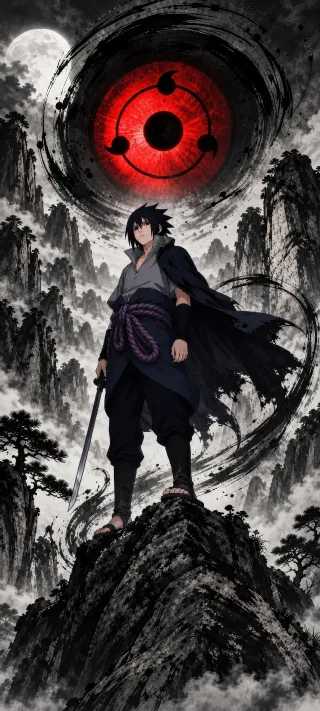 Sasuke and the Sharingan phone wallpaper