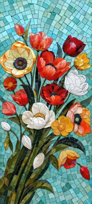 Stained Glass Tulips phone wallpaper