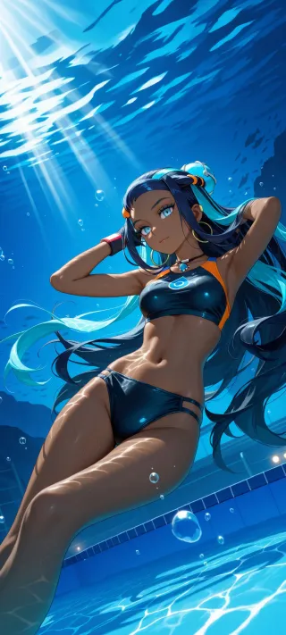 Swimmer in Blue Light phone wallpaper