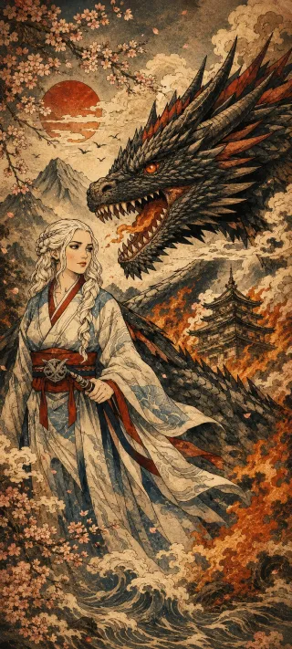 Dragon and Daenerys phone wallpaper