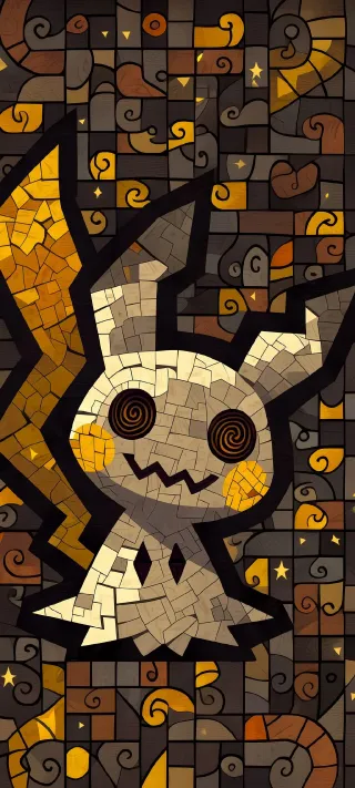 Mimikyu in Mosaic phone wallpaper