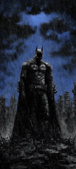 Batman under the Rain phone wallpaper