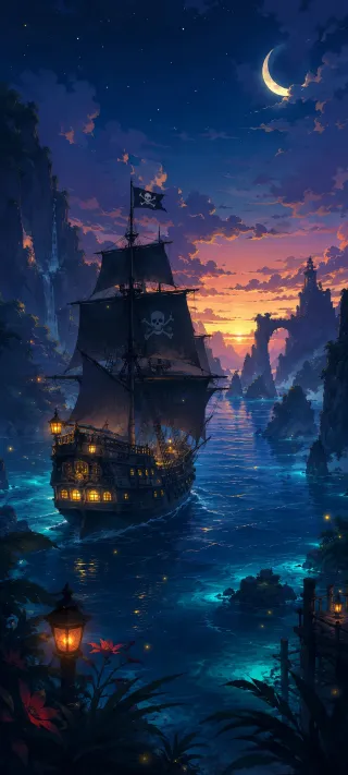 Moonlit Corsair Passage phone wallpaper