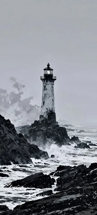 Lighthouse on Black Rocks phone wallpaper