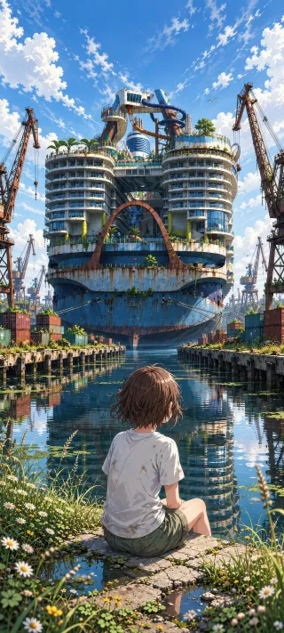 Child Before the Ocean Liner phone wallpaper