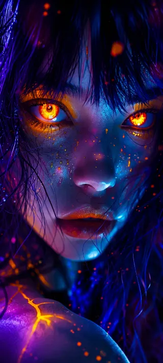 Ember-Eyed Woman phone wallpaper