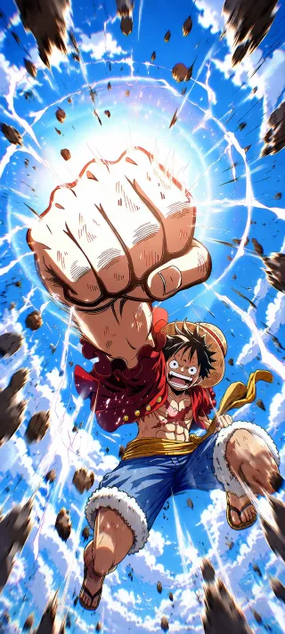 Luffy's Skyward Strike phone wallpaper