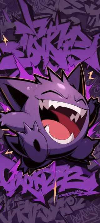 Gengar’s Electric Grin phone wallpaper