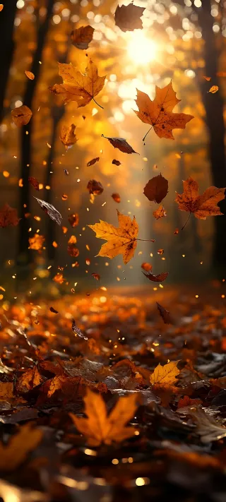 Maple Leaves in Flight phone wallpaper