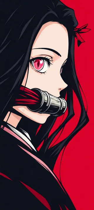 Nezuko and the Bamboo Muzzle phone wallpaper