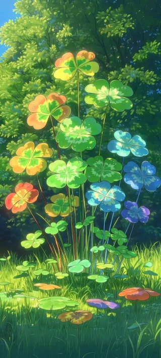 Clover Gathering phone wallpaper