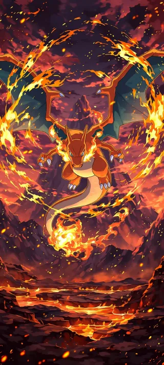 Charizard's Firestorm phone wallpaper