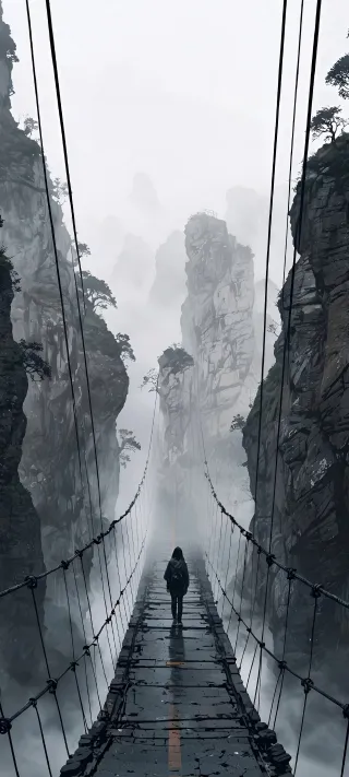 The Solitary Path into the Misty Void phone wallpaper