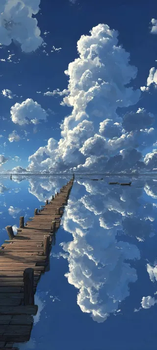 Sky Mirror Pier Reflection phone wallpaper