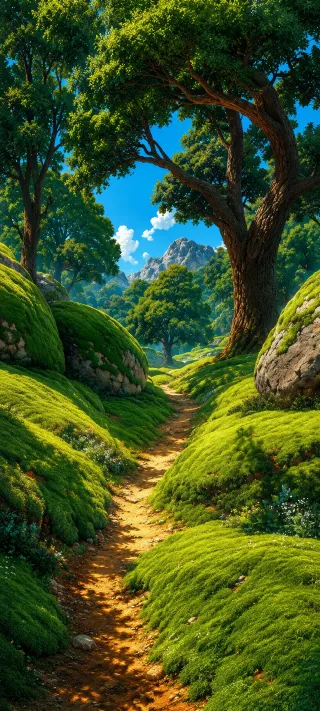 Path Through the Oaks phone wallpaper