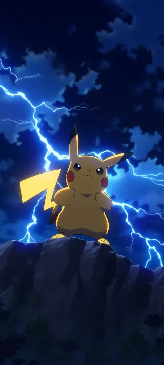 Pikachu on the Storm Cliff phone wallpaper