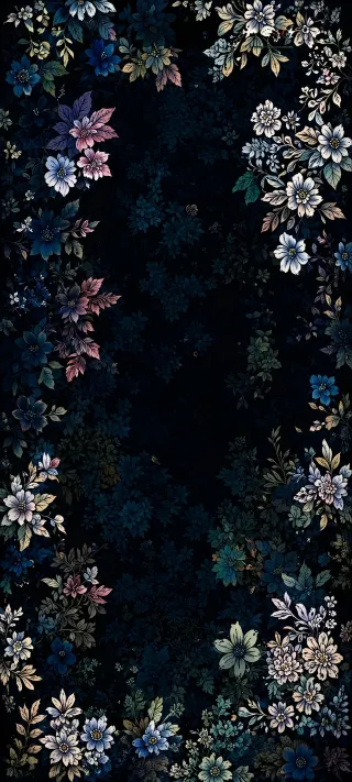 Midnight Floral Wreath phone wallpaper