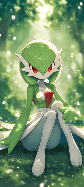 Gardevoir in Green Light phone wallpaper