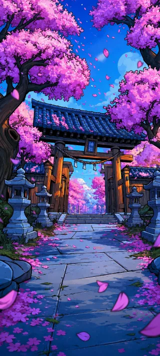 Sakura Shrine Entrance phone wallpaper