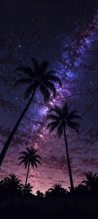 Palms Under the Milky Way phone wallpaper