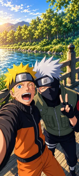 Naruto and Kakashi phone wallpaper
