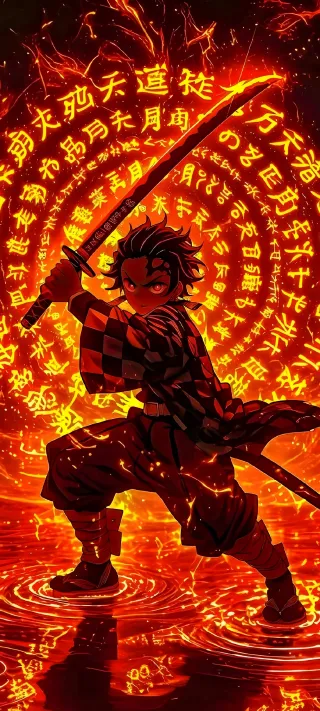 The Flame Demon Slayer phone wallpaper
