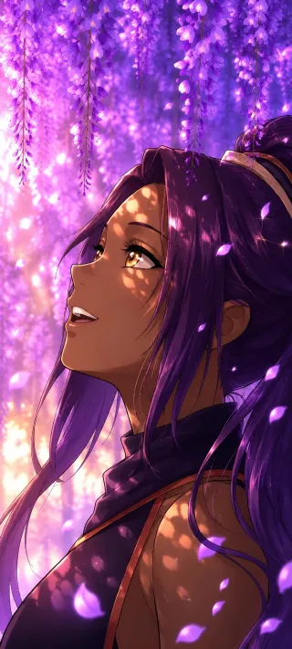 Yoruichi Under Wisteria phone wallpaper