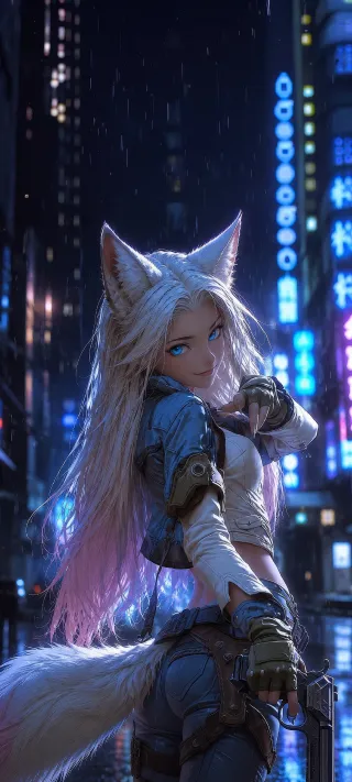 Midnight Vulpine Sentinel phone wallpaper