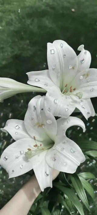 Jeweled White Lilies phone wallpaper