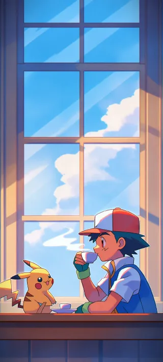 Ash Ketchum & Pikachu phone wallpaper