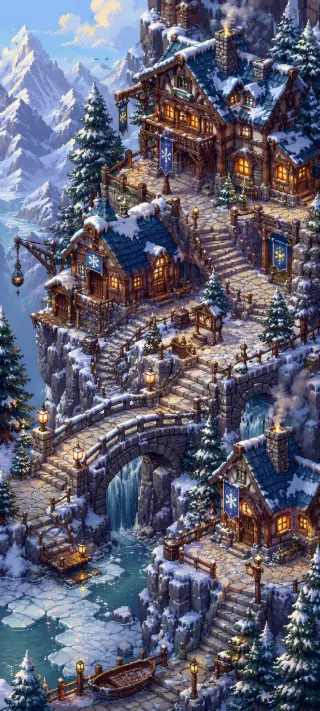 Alpine Village in Snow phone wallpaper