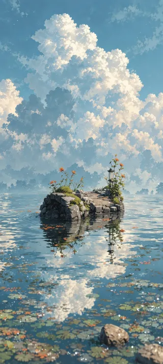 Lantern on the Islet phone wallpaper