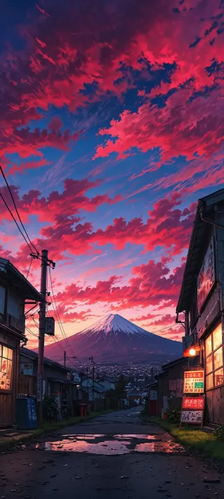 Mount Fuji at Dusk phone wallpaper