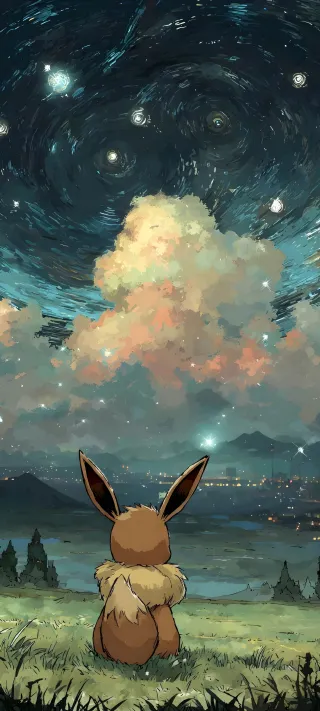 Eevee Under the Stars phone wallpaper