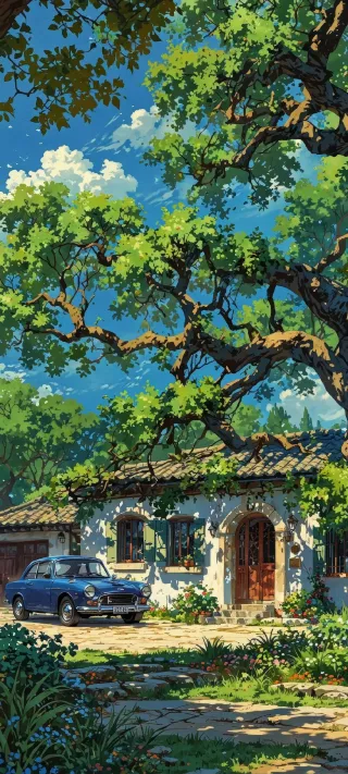 Summer Nostalgia at the Countryside House phone wallpaper