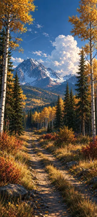 Autumn Path to the Peak phone wallpaper
