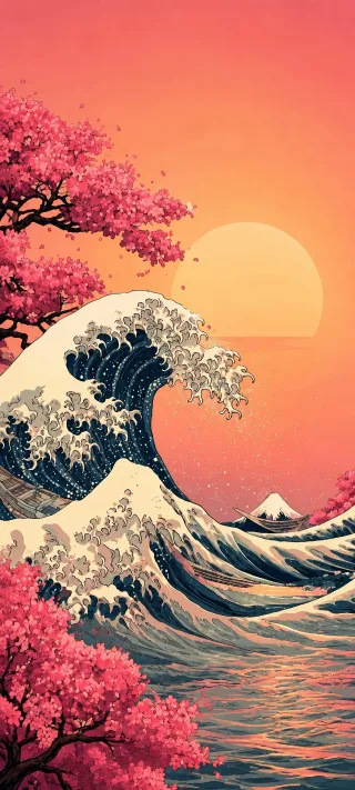 Sunset Beyond the Breakers phone wallpaper