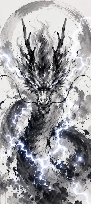Thunder Serpent of Ink phone wallpaper