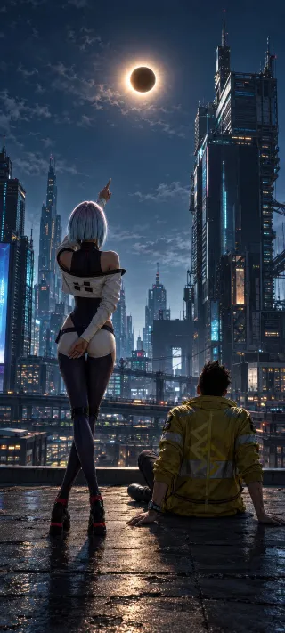 Lucy and David at Eclipse phone wallpaper