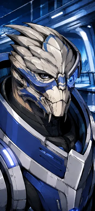 Garrus Vakarian in Blue Armor phone wallpaper