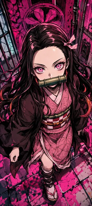 Nezuko Kamado in Pink phone wallpaper