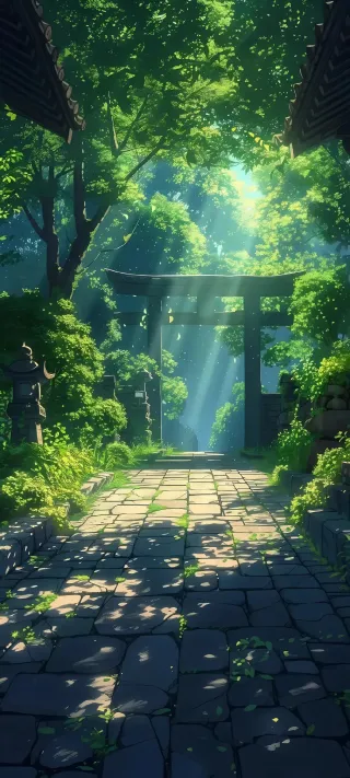Mystical Shrine Pathway phone wallpaper